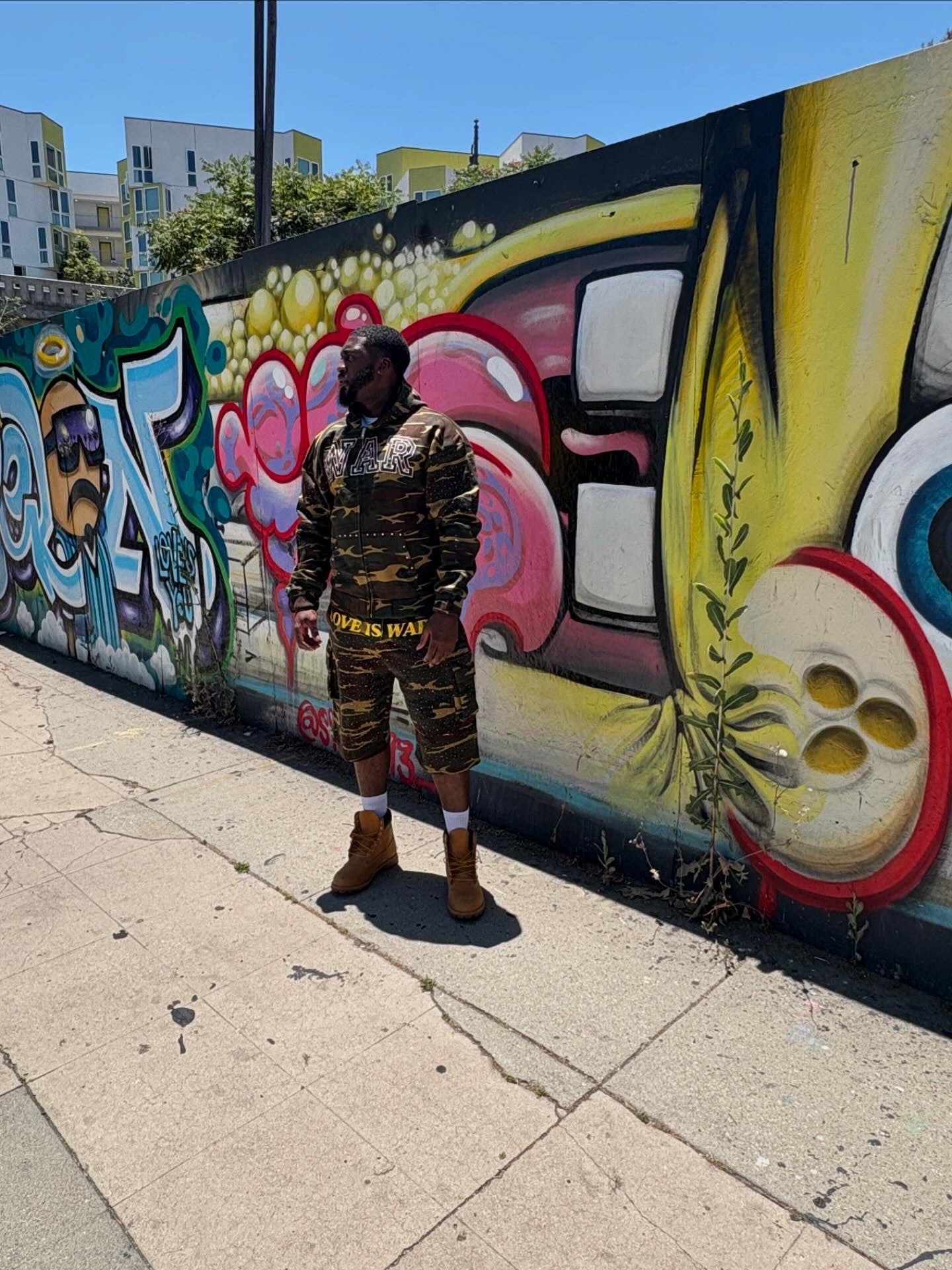 Camo&Rhinestone short and sweater set