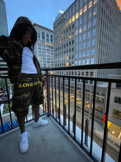 Camo&Rhinestone short and sweater set