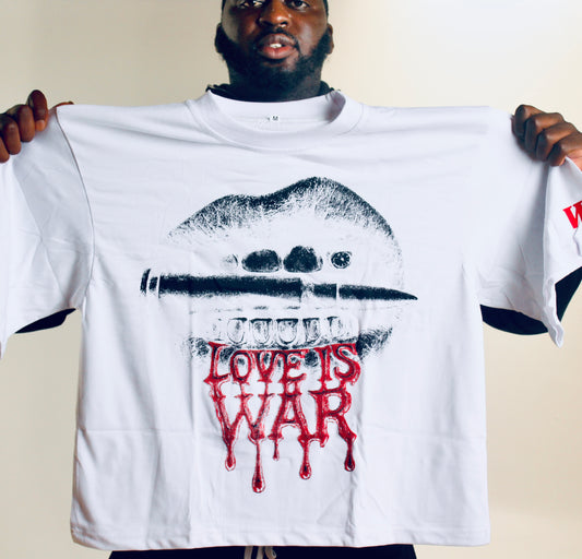 White & Red Crop Graphic Tee